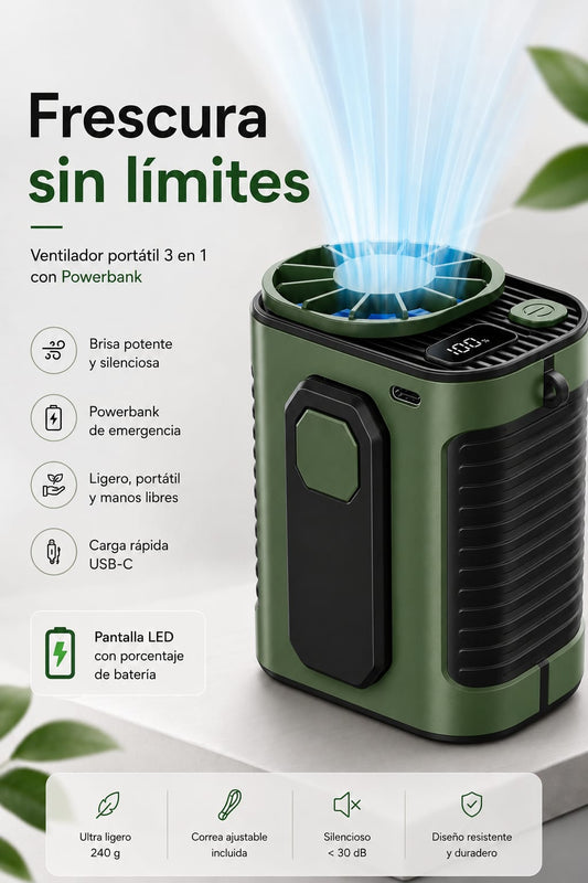 ventilador portable 3 en 1 | Olvídate del calor y disfruta cada momento con total comodidad